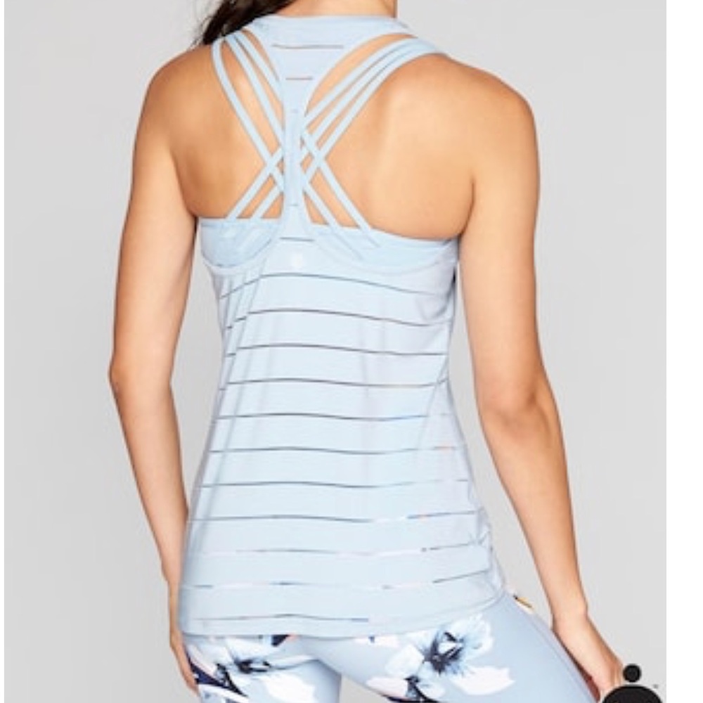 Athleta Blue high neck mesh chi workout tank S